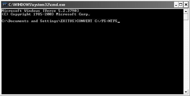 Convert C:/FS:NTFS