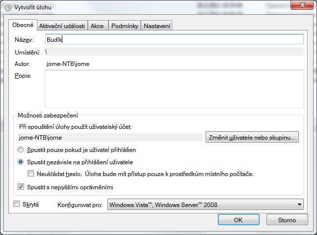 Plánovač úloh ve Windows 7 - nastavení