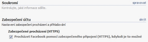Jak aktivovat SSL na FB?