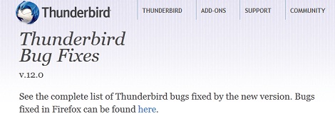 Thunderbird 12 - bug list?